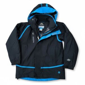 Columbia Omni-Heat Jacket Unisex Kids Size 8 Black Blue 3-in-1 Titanium Hooded